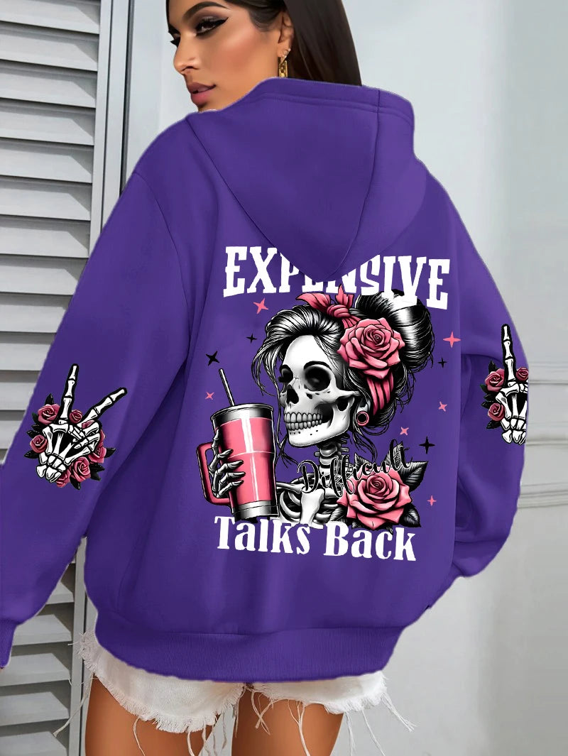 Expensive Talks Back Funny Printing Womens Hoodie