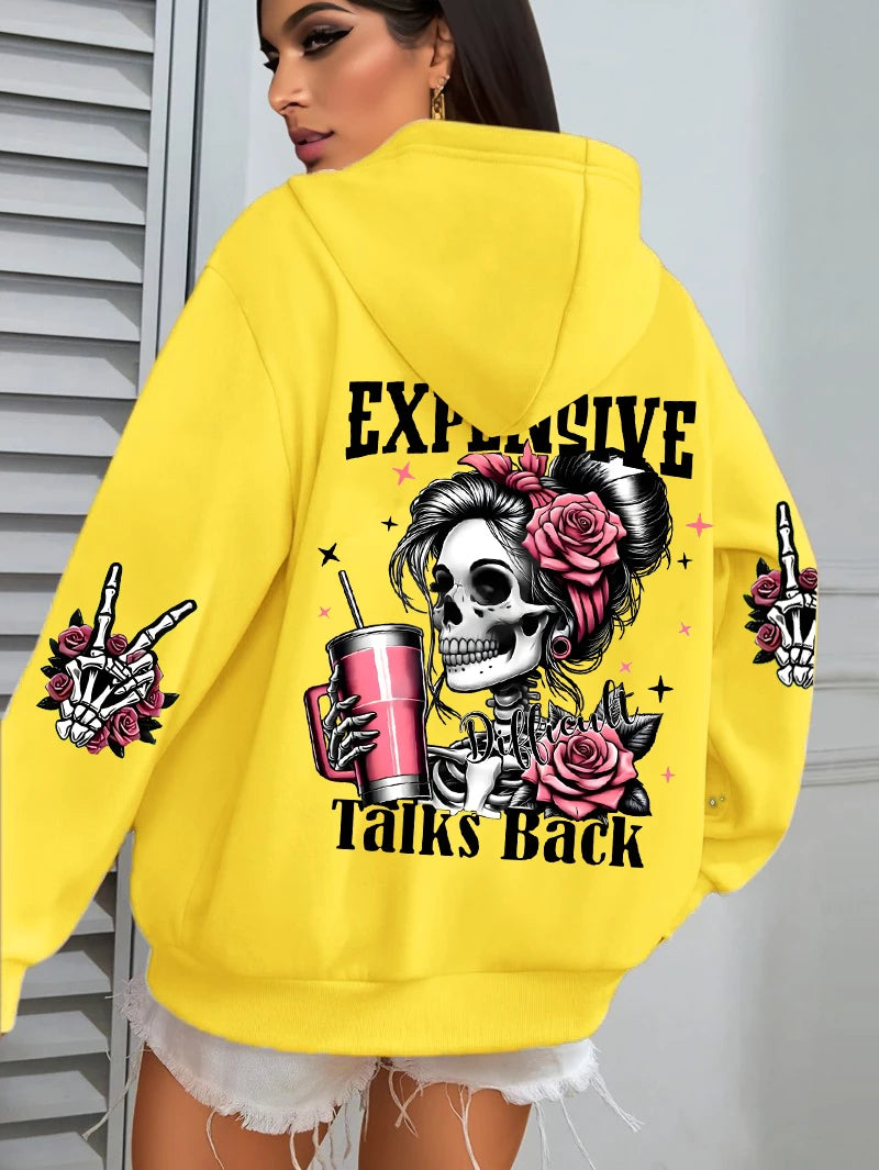 Expensive Talks Back Funny Printing Womens Hoodie