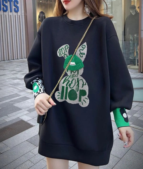 Sweatshirt for Women BlackGraphic Long  Woman Tops