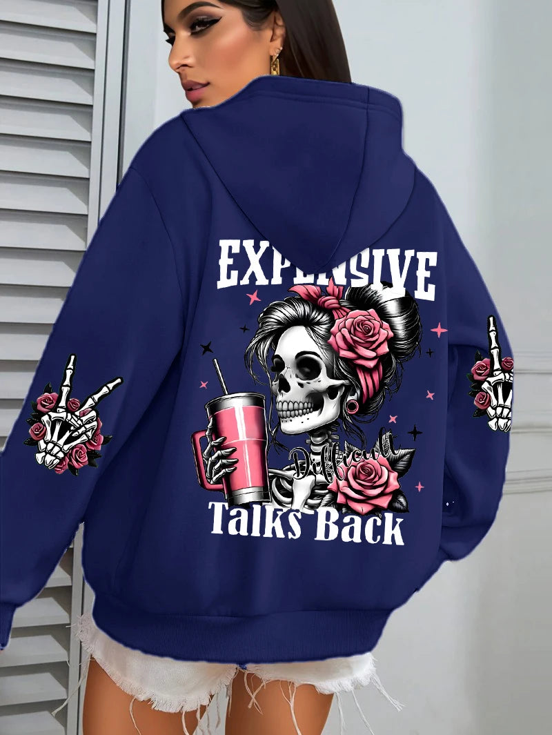 Expensive Talks Back Funny Printing Womens Hoodie