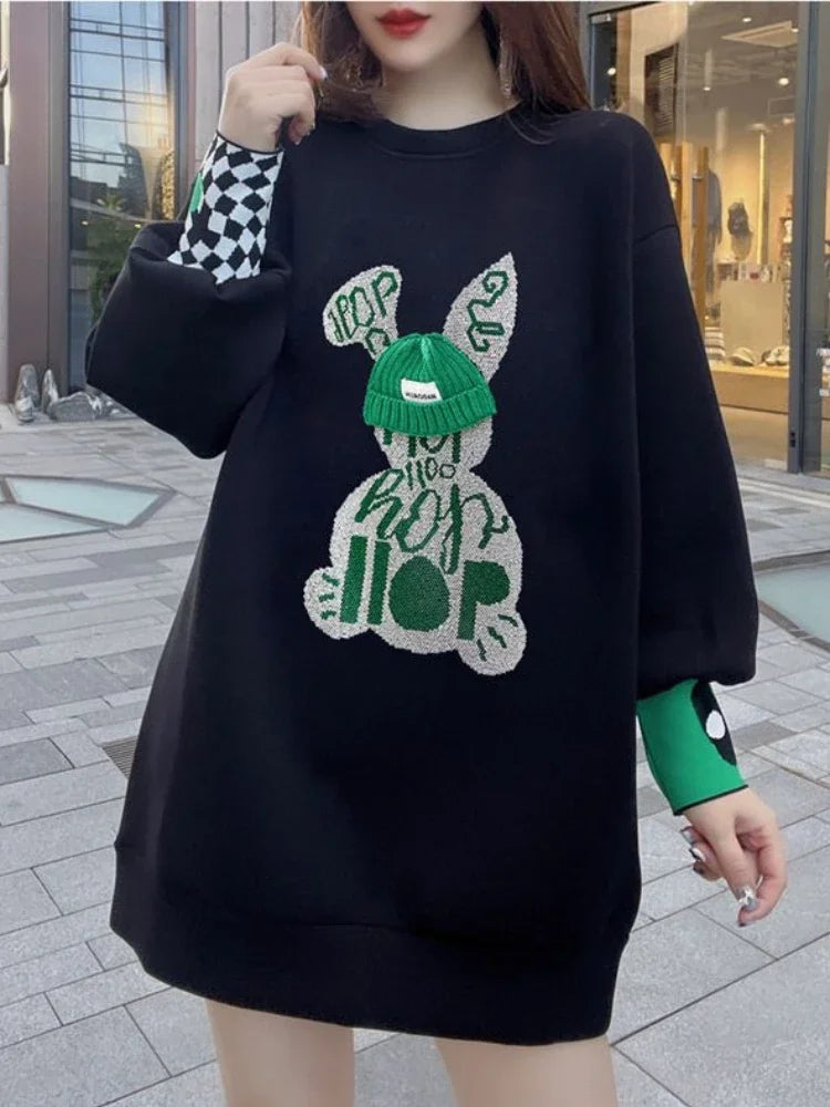Sweatshirt for Women BlackGraphic Long  Woman Tops