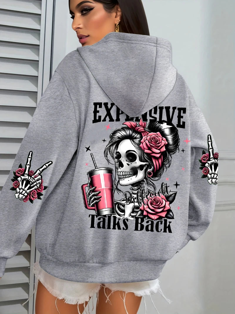 Expensive Talks Back Funny Printing Womens Hoodie
