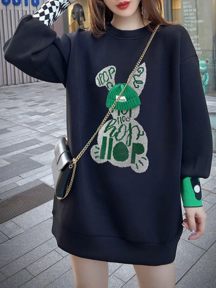 Sweatshirt for Women BlackGraphic Long  Woman Tops