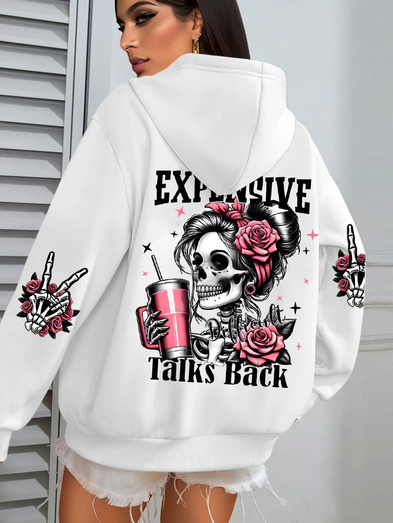 Expensive Talks Back Funny Printing Womens Hoodie
