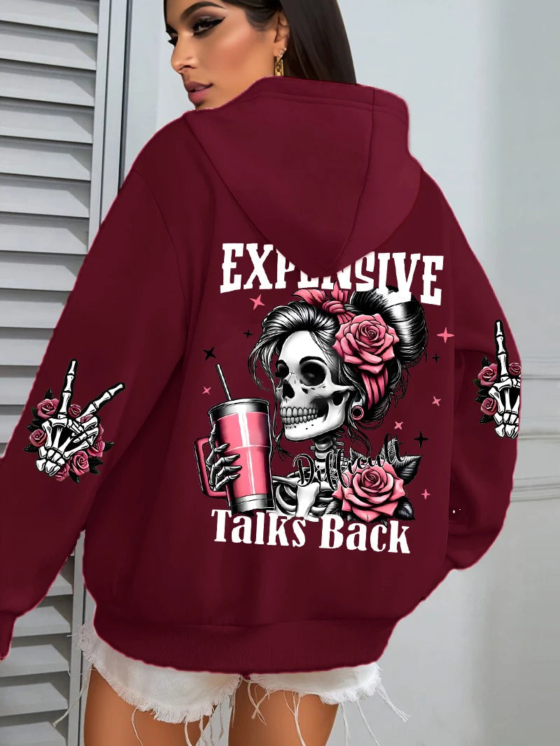 Expensive Talks Back Funny Printing Womens Hoodie