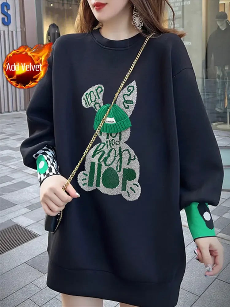 Sweatshirt for Women BlackGraphic Long  Woman Tops