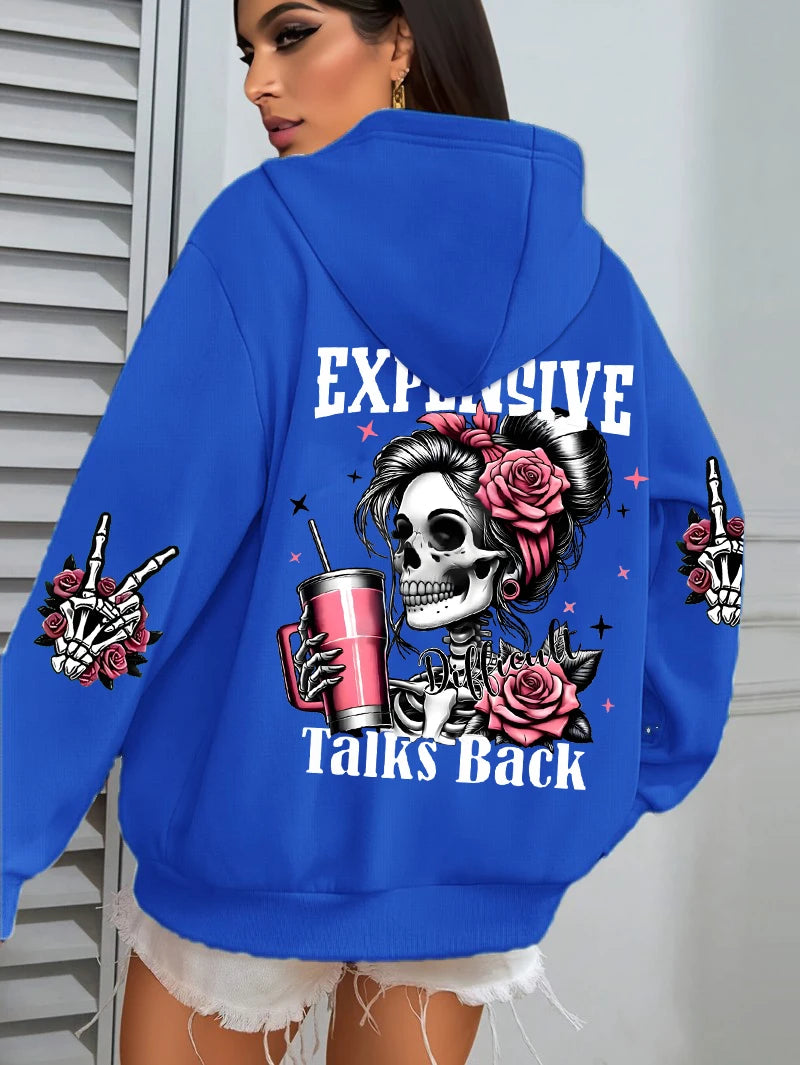 Expensive Talks Back Funny Printing Womens Hoodie
