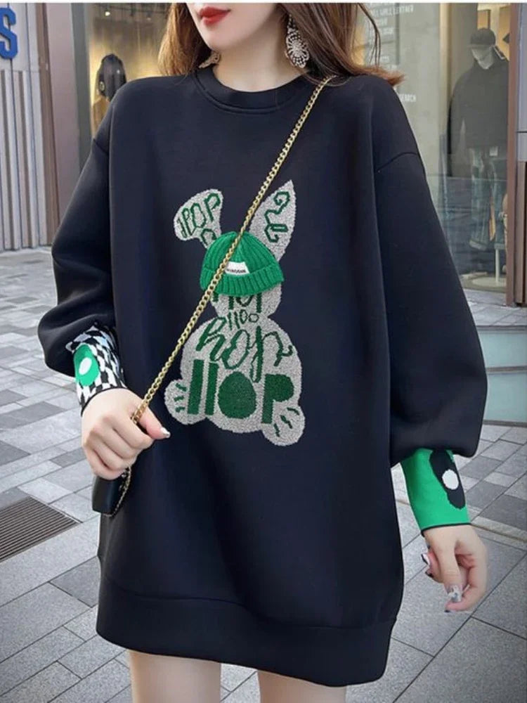 Sweatshirt for Women BlackGraphic Long  Woman Tops