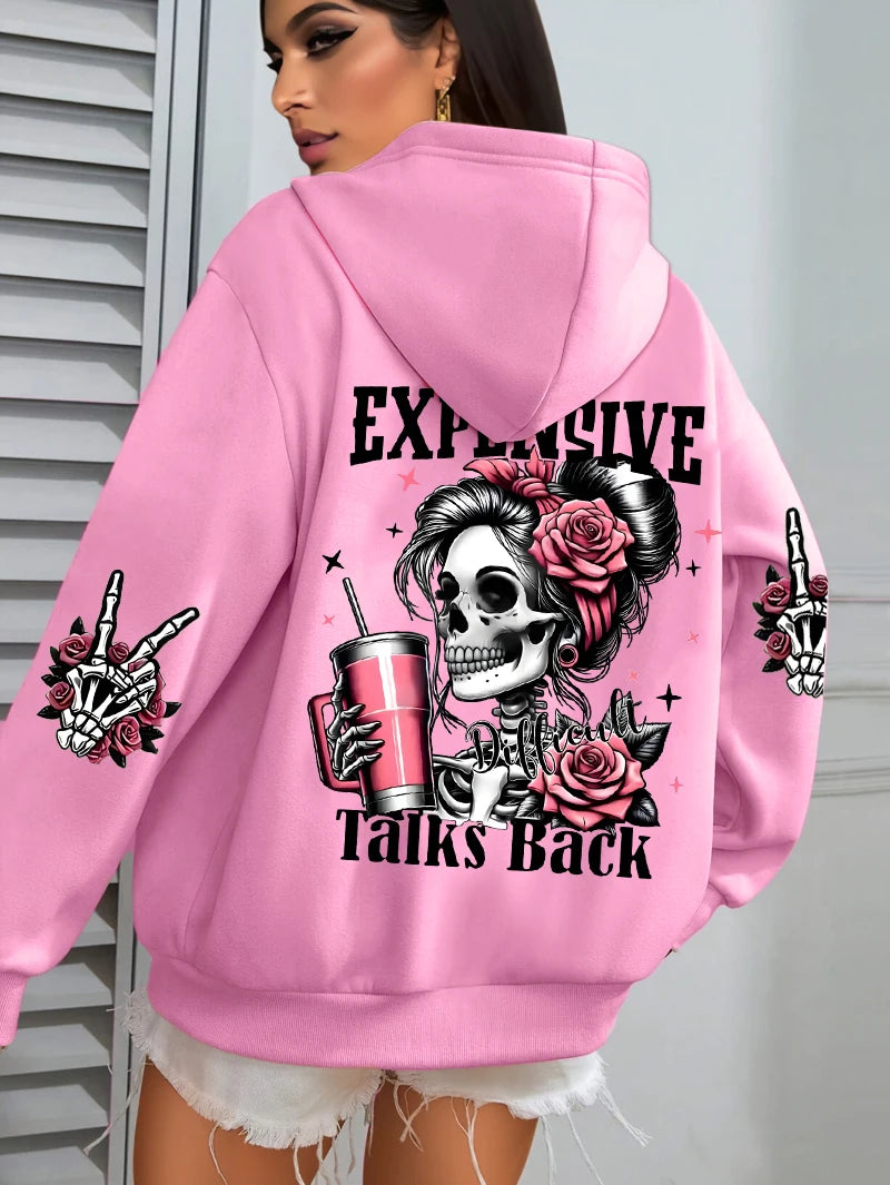 Expensive Talks Back Funny Printing Womens Hoodie