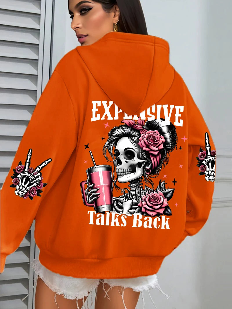 Expensive Talks Back Funny Printing Womens Hoodie