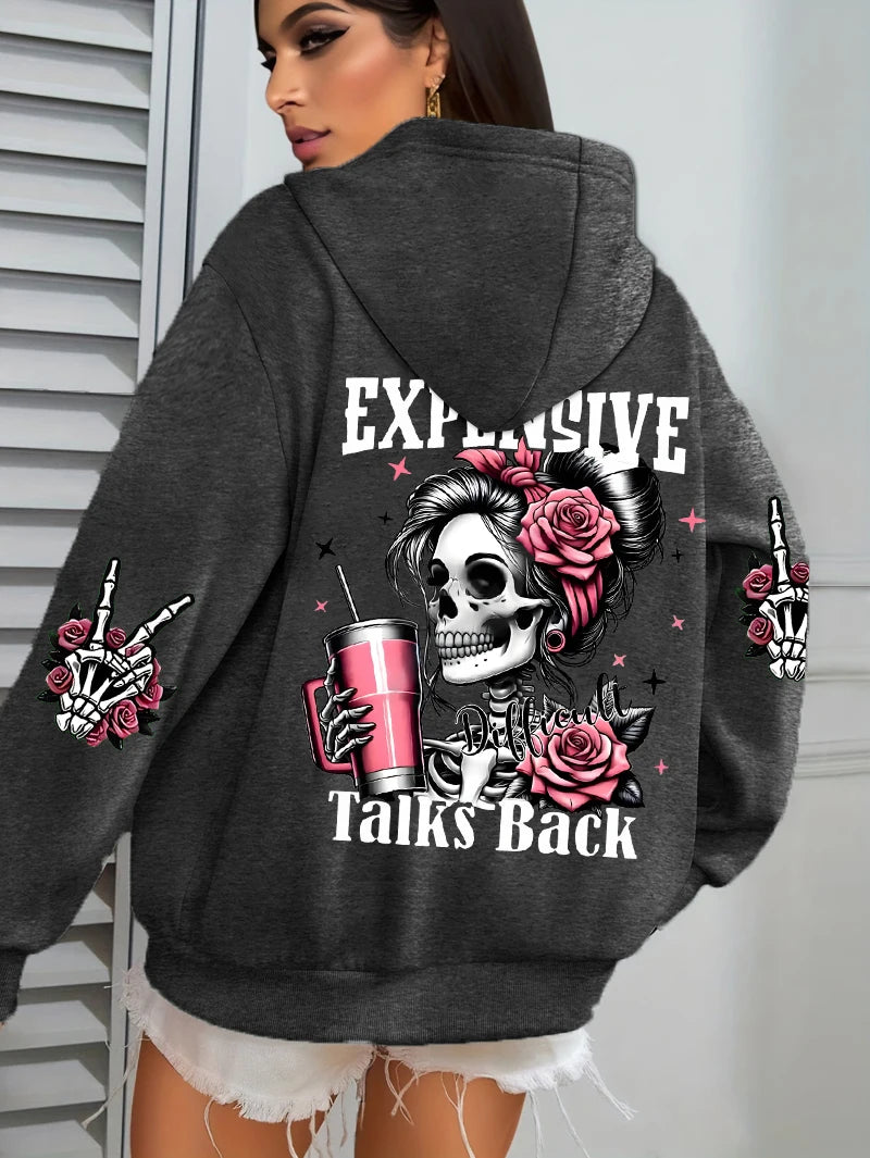 Expensive Talks Back Funny Printing Womens Hoodie