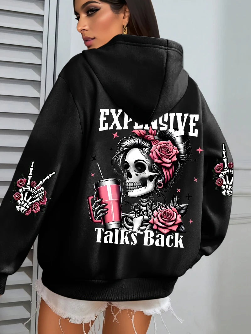Expensive Talks Back Funny Printing Womens Hoodie