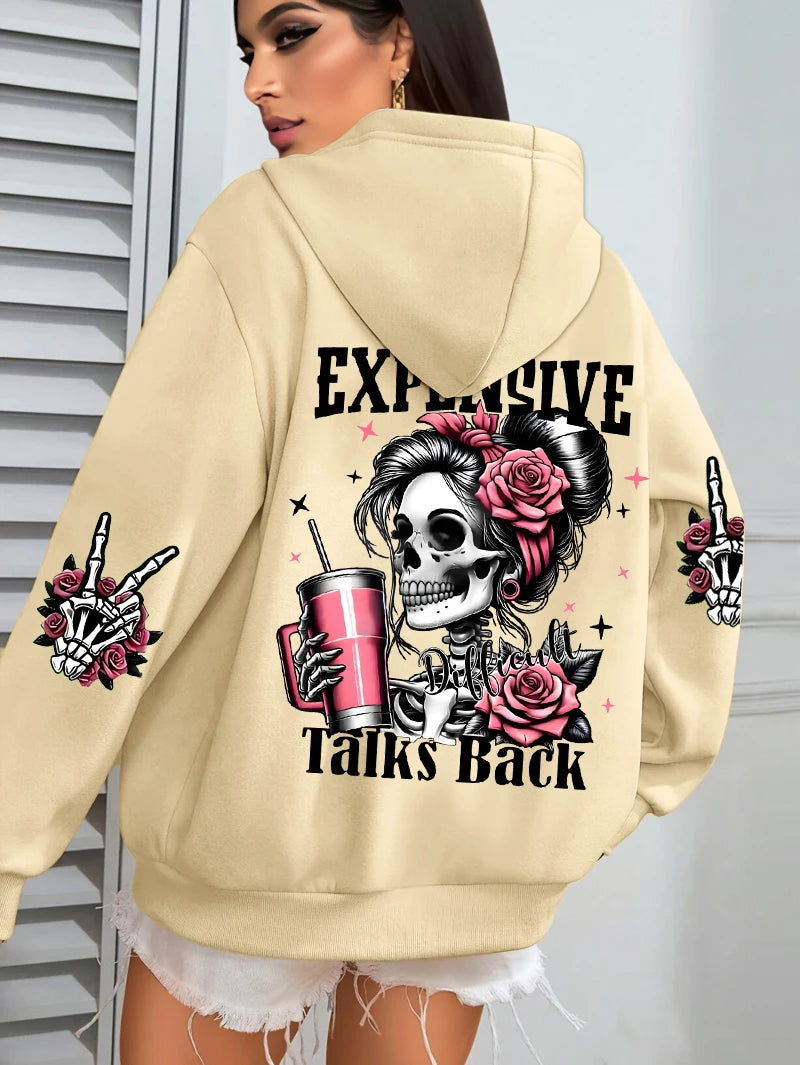 Expensive Talks Back Funny Printing Womens Hoodie