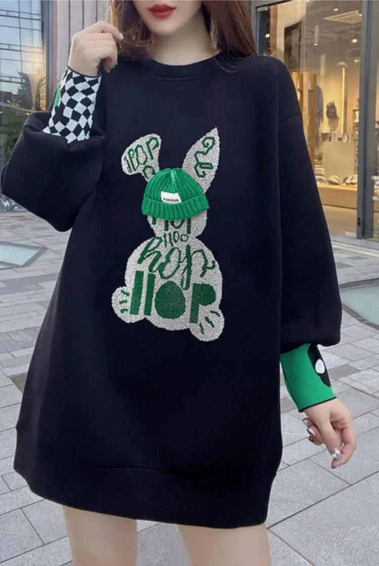 Sweatshirt for Women BlackGraphic Long  Woman Tops