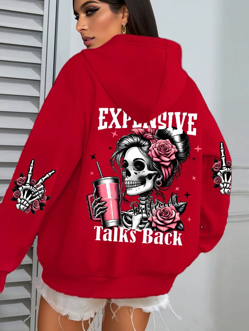 Expensive Talks Back Funny Printing Womens Hoodie