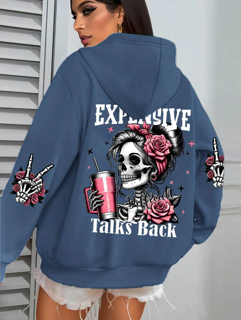 Expensive Talks Back Funny Printing Womens Hoodie